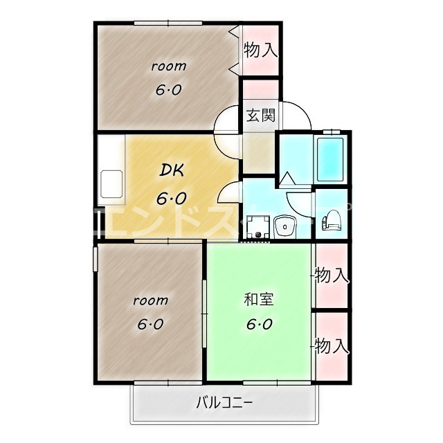 エスポワールＢの間取り|高崎、前橋のお部屋探しはエンドスケープまで！お客様の理想お聞かせ下さい♪