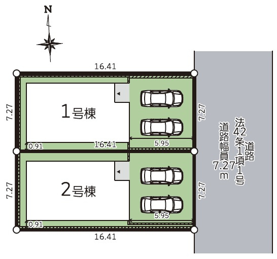 【新築戸建】札幌市中央区北20条西15丁目2棟の区画図