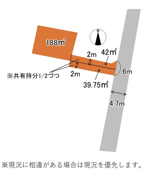 売土地　沼津市西間門の土地図|現況優先いたします。