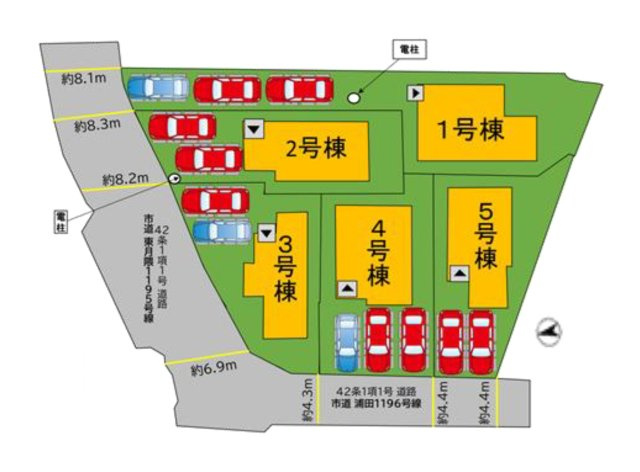 福岡市博多区浦田1丁目第11-5棟（3号棟）の区画図|配置図（3号棟）