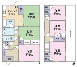 【間取り】 | 江田島市大柿町大原　戸建 | 6DK