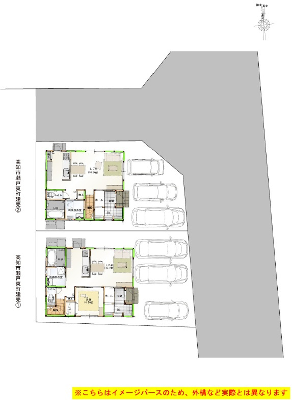 【８月末まで　特別価格】高知市瀬戸東町3丁目　新築戸建　②　【全2区画】の区画図|②