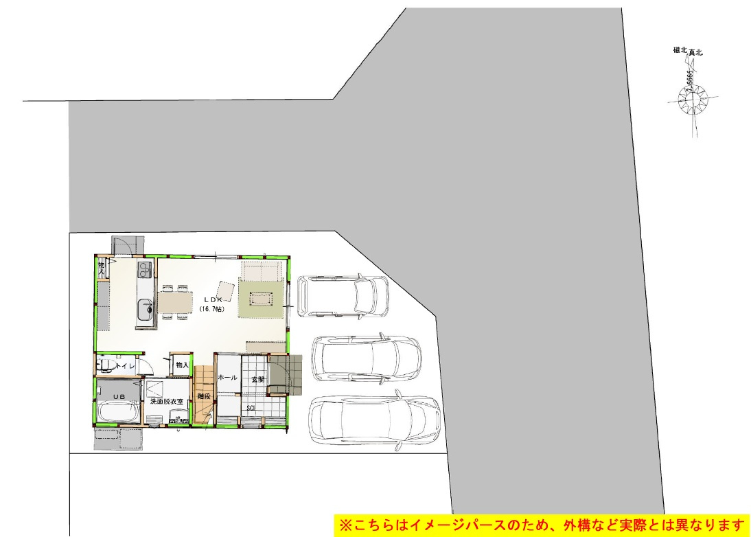 【８月末まで　特別価格】高知市瀬戸東町3丁目　新築戸建　②　【全2区画】の区画図|②　東側　公道　7.9ｍ　接面　9.0ｍ／北側　公道　4.978ｍ　接面　10.0ｍ