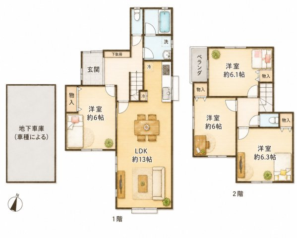 東中振1丁目　中古一戸建ての間取り|■物件内覧・資金計画相談・住宅ローン相談、リフォーム相談、お問合せ受付中■
※当日・翌日のご内覧、ご相談はお電話でのお問合せがスムーズです！