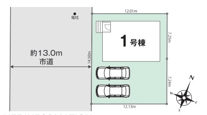 新築一戸建て 所沢市下富の区画図|カースペース２台分(車種によります)
