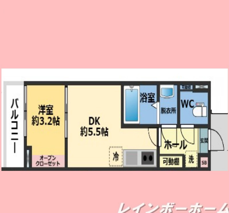 ☆設備充実の1DK☆ペット相談可能☆の間取り