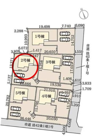 リーブルガーデンS第12富士見町時沢　2号棟の区画図|駐車場3台以上ご用意しています！来客時も重宝します♪
車の出し入れもしやすいですよ！
