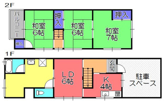 【間取り】 | 東沖野4-1貸家