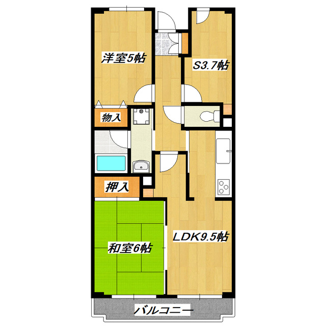 パークサイドＵＴの間取り|振分タイプの３ＬＤＫのお部屋です！