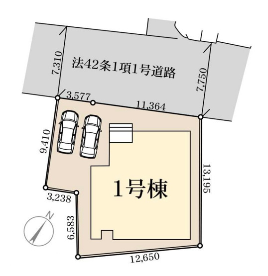 【区画図】 | 糟屋郡粕屋町甲仲原1丁目・平屋　1号棟（全1棟）【仲介手数料無料・0円】 | 区画図です。1号棟