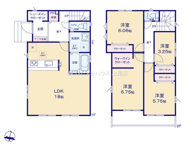 上尾市平方3期　新築戸建　グラファーレ02の間取り|4LDK