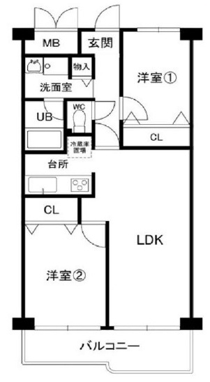 【間取り】 | ネオコーポ太秦 | 専有面積56㎡