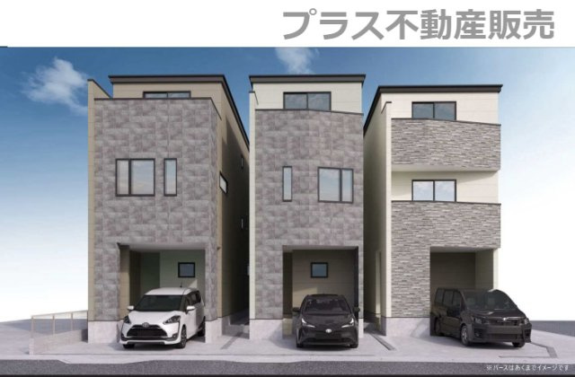 【外観】 | 福岡市西区小戸3丁目7期　1号棟（全3棟）【仲介手数料無料・0円】 | 完成イメージの外観パースです。