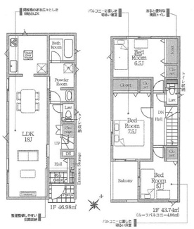 【区画図】 | 秦野市北矢名  2号棟 第15 | 2号棟　旗竿地　北東側約4.9ｍ公道　駐車2台（車種によります）　敷地面積59.0坪（路地状部分敷地・傾斜部分敷地含む）