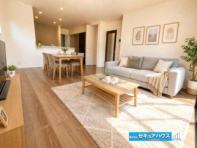【同施工物件ご案内可】東浦町大字緒川字天白　全3棟の内観：施工例|【LDKイメージ】
◆日当たりが良く温かい広々リビングは家族の団らんスペースになります。