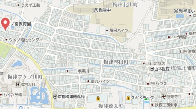 京都市右京区梅津フケノ川町　新築戸建の地図