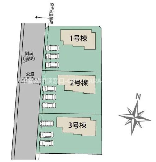 南アルプス市山寺の新築一戸建の区画図
