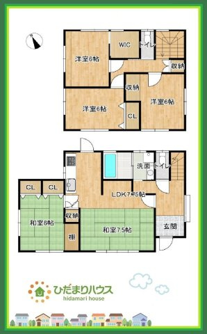 いわき市四倉町上仁井田字北浜　中古戸建の間取り|16帖の広～いリビングは、ゆったりとした家族だんらんの時間を過ごせます(^^)/