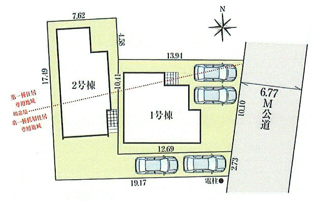 青梅市今井2丁目　新築戸建全2棟の区画図