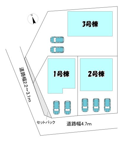 【同施工物件ご案内可】東浦町大字緒川字天白　全3棟の区画図|全体区画数｜全3棟
◆駐車2台～3台可能！(但し、車種による)
◎まずは、お気軽にお問い合わせください。現地を案内しながら周辺環境も見て頂けます。