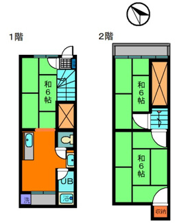 【間取り】 | 尼崎市東園田町７丁目中古テラスハウス | こじんまりとした３DKの 間取りです！お二人様におすすめです♪