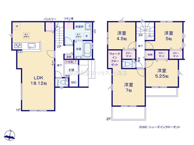 上尾市平方3期　新築戸建　グラファーレ05の間取り|4LDK