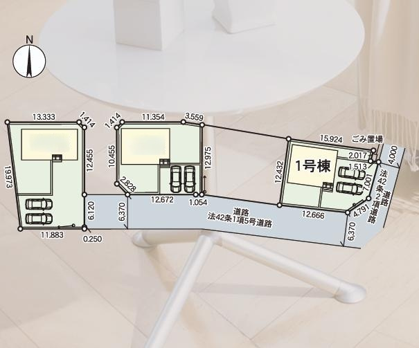 小美玉市羽鳥第13　新築戸建　1号棟の区画図
