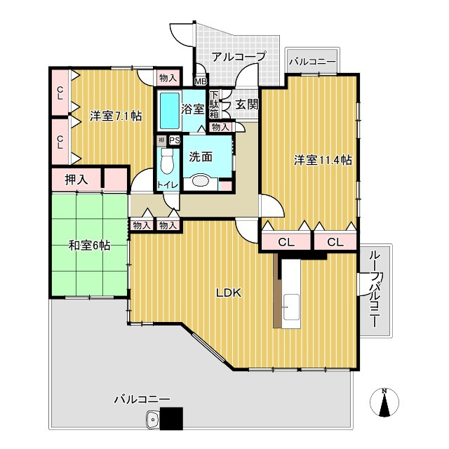 岐阜市宮北町の中古マンションの間取り
