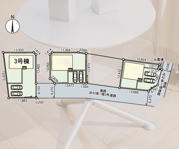 小美玉市羽鳥第13　新築戸建　3号棟の区画図