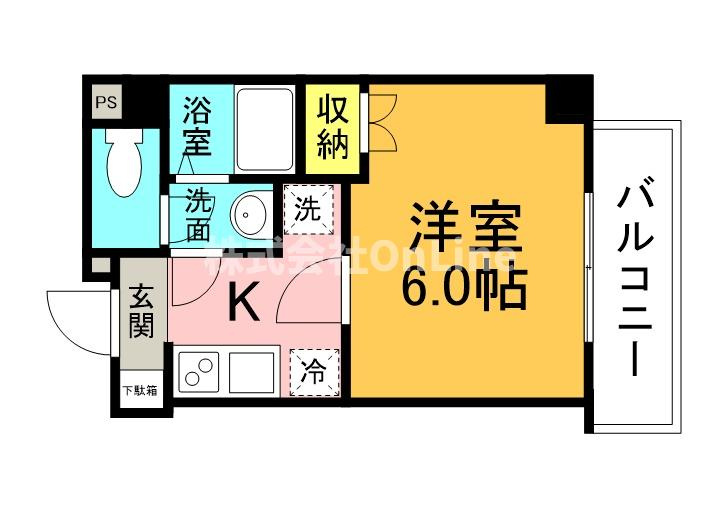 八尾市本町７丁目の賃貸マンションの間取り