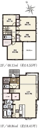 水戸市吉沢町　５期　新築戸建て　2号棟の間取り|間取り図です♪
実際の空間の広さや陽当たり、風通しなどは現地でご確認できます♪