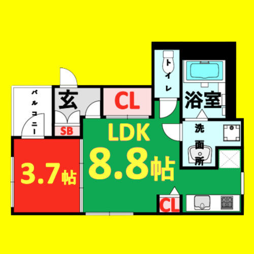 ハーモニーテラス二番Ⅶ　名古屋市賃貸　仲介手数料無料の間取り