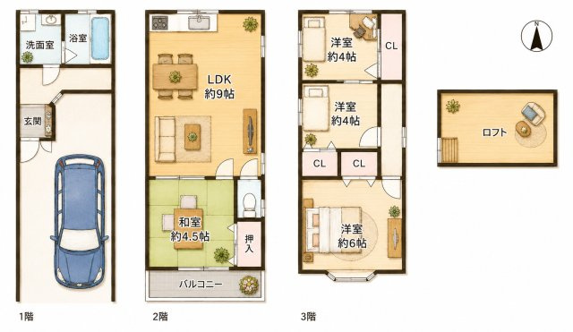 野里町　中古一戸建ての間取り|間取り図はいかがですか？ご希望を叶える間取りですか？リビングの広さは？水回りの位置は？カウンターキッチン？など色々な情報が集約されています。弊社ではリフォームなどのご相談も承っております。