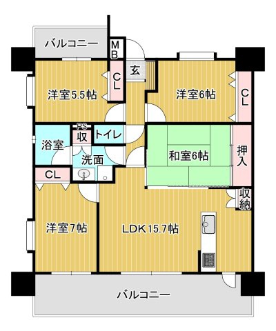 エイルマンション久留米東プレステージの間取り