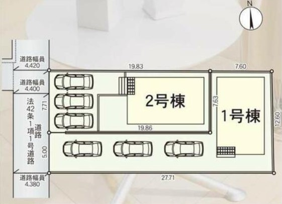 新築建売)柳川市鍛冶屋町の区画図