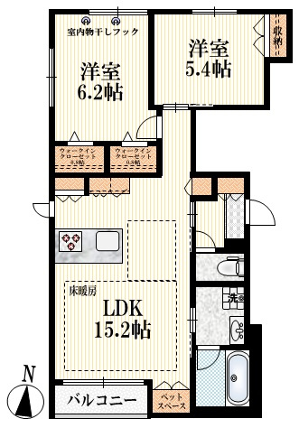 ｔｒｅｓ　ｒｉｏｓ（トレス　リオス）の間取り|南向き角部屋♪収納豊富な２ＬＤＫ