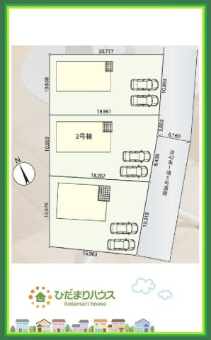 東海村東海第6　新築戸建　2号棟の区画図|近隣に商業施設多数あり(^^)/