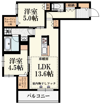 エルズプラス高円寺南の間取り|角部屋♪収納豊富な２ＬＤＫ