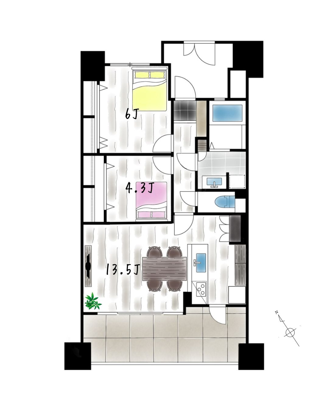 パークスクエア城東Ⅱ番館の間取り
