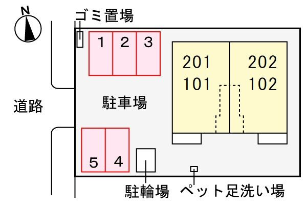 プリムローズメゾンの駐車場
