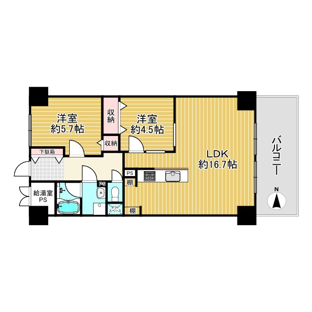【価格改定】サンハイム長岡京の間取り|令和8年5月リフォーム済の2LDK！