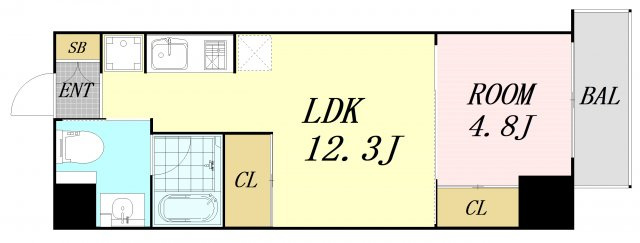Uresidence Temmabashi　仲介手数料無料の間取り