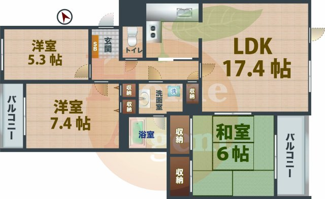 【間取り】 | テラス浜田山ガーデニア | 3LDKのお部屋です。