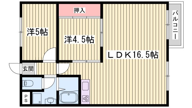 姫路市三左衛門堀西の町の賃貸マンションの間取り