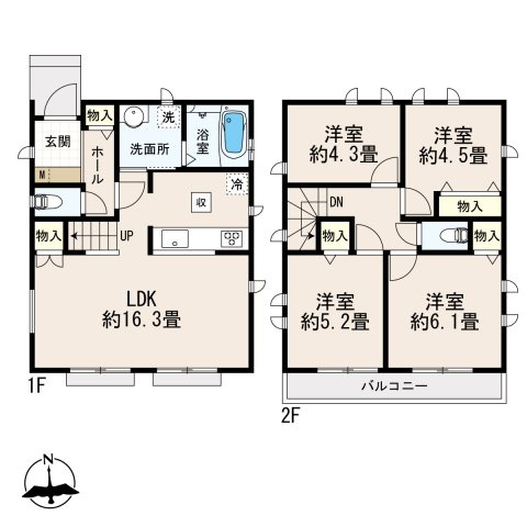 【間取り】 | 小平市花小金井5丁目　新築戸建　全2棟