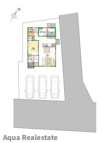 オール電化デザイナーズハウス高松市室新町建売①の区画図