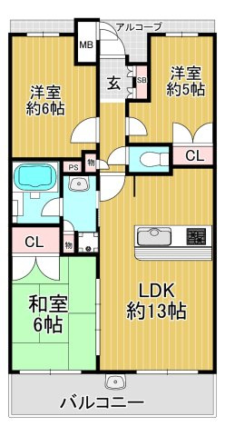 ユニイム八尾の間取り