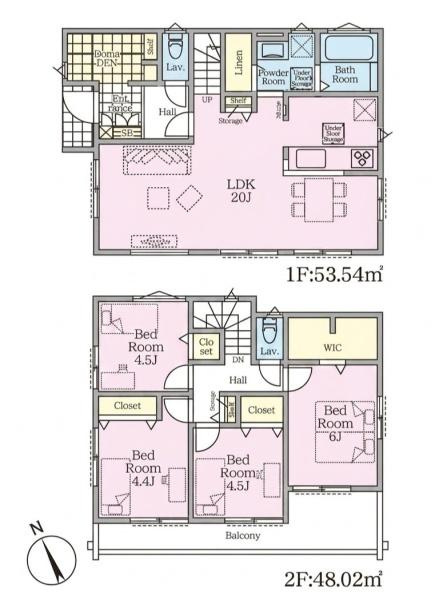 横浜市都筑区東山田４丁目の新築一戸建の間取り