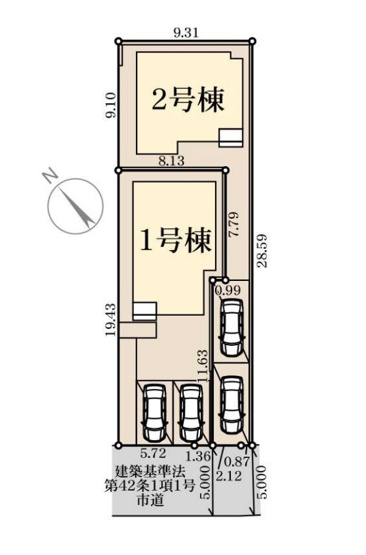 【区画図】 | 福岡市東区若宮3丁目第23　1号棟（全2棟）【仲介手数料無料・0円】 | 区画図です。1号棟