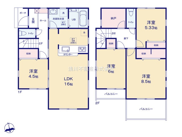 八王子市　上壱分方町　新築一戸建て　１８期の間取り|～南向き4SLDK　陽当たり良好、家事動線の良い間取り～